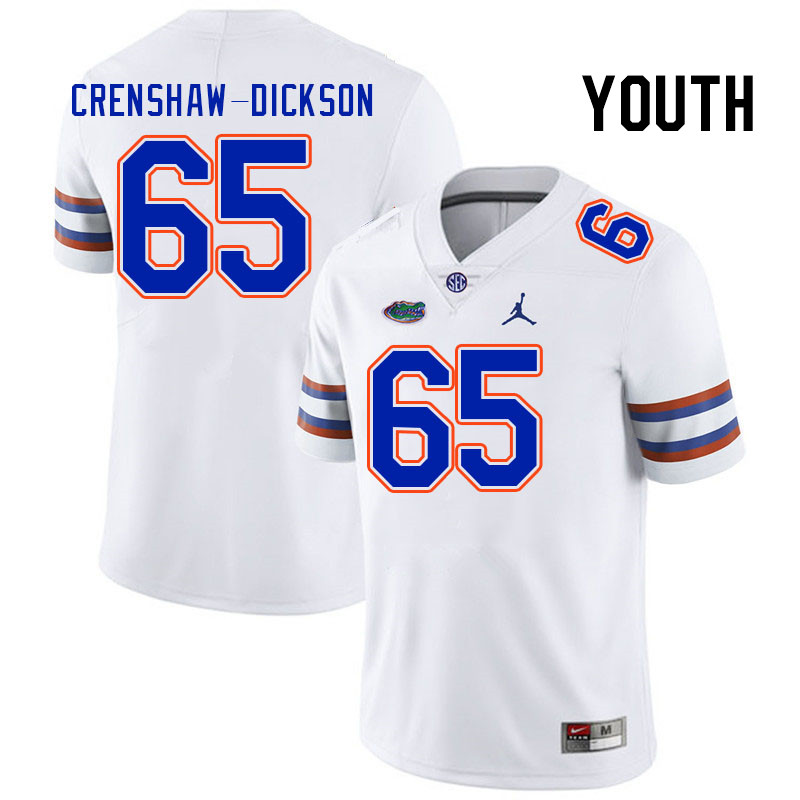 Youth #65 Brandon Crenshaw-Dickson Florida Gators College Football Jerseys Stitched-White